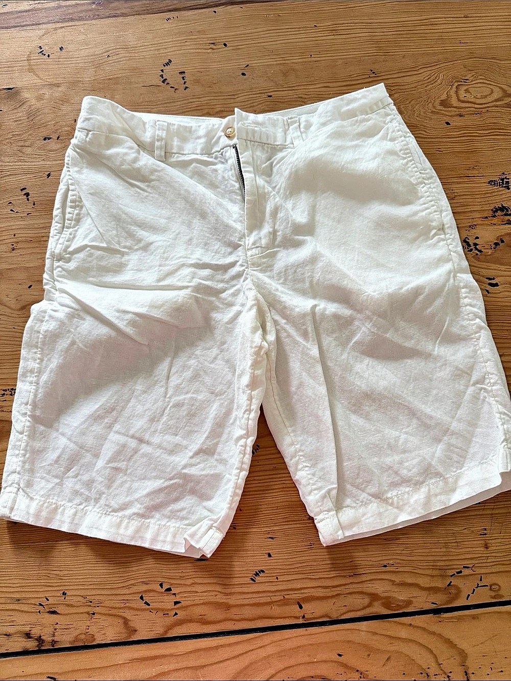 Polo Ralph Lauren Linen-Blend Bermuda Shorts White Waist 20